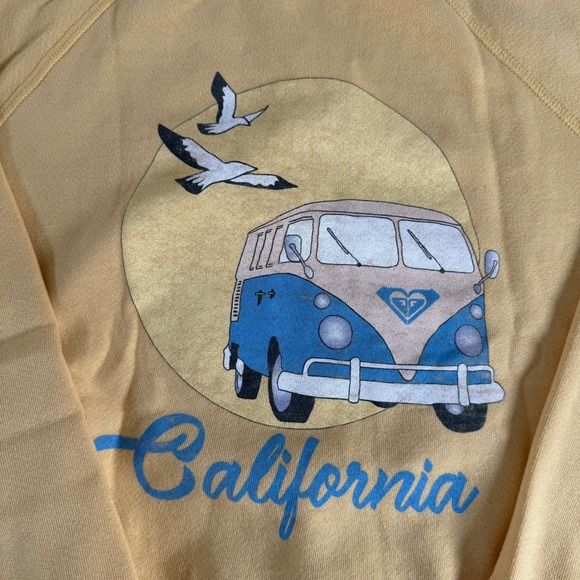 Roxy Womens Yellow California Graphic Sweatshirt Raglan Long Sleeve Size M - Picture 6 of 7